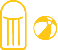 the visual content of the image, which includes a beach chair and a beach ball